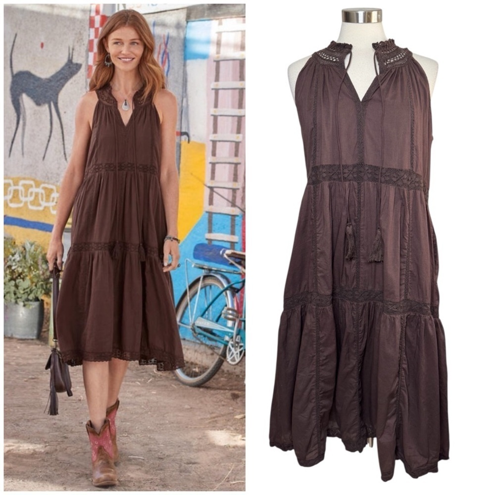 Sundance Alair Chocolate Brown Midi Dress size L